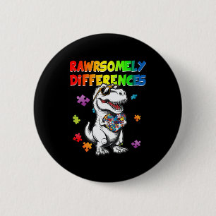 Rawrsomely Different Dinosaur Heart Puzzle For Aut 6 Cm Round Badge