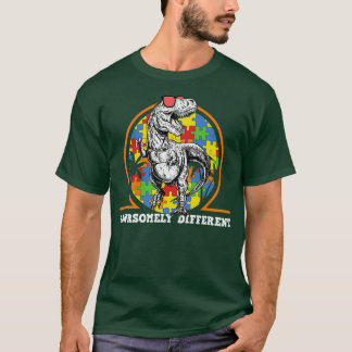Rawrsomely Different Dinosaur National Autism Awar T-Shirt