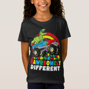 Rawrsomely Different T Rex Monster Truck Autism T-Shirt