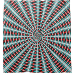 Ray and Spiral Weave in Blue and Red Shower Curtain