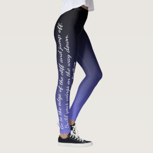 Ray Bradbury Jump & Build Your Wings Quote, Ombre Leggings