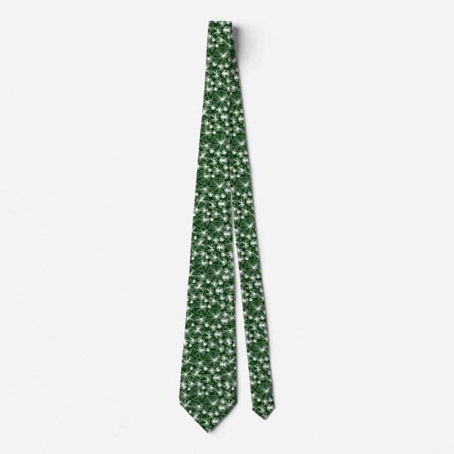 Ray Circles - White on Dark Green Tie (Front)