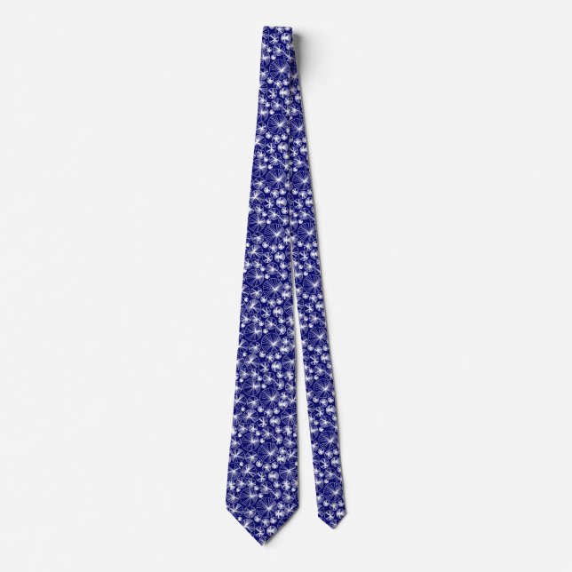 Ray Circles - White on Deep Navy Tie (Front)