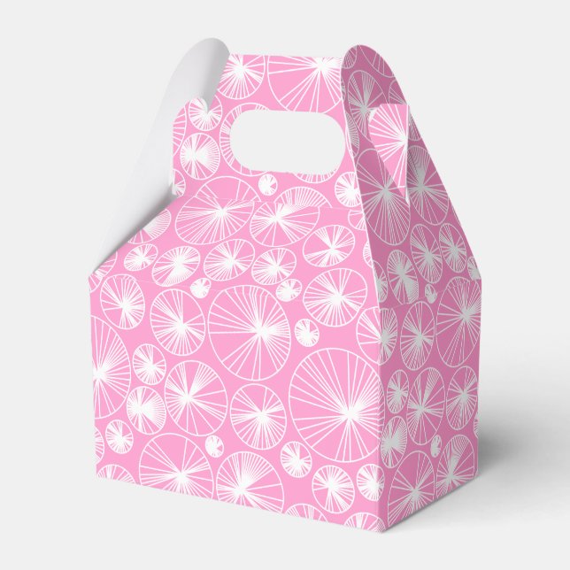 Ray Circles - White on Pink Favour Box (Front Side)