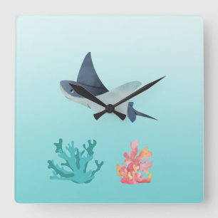 Ray Fish Underwater illustration Wall Clock