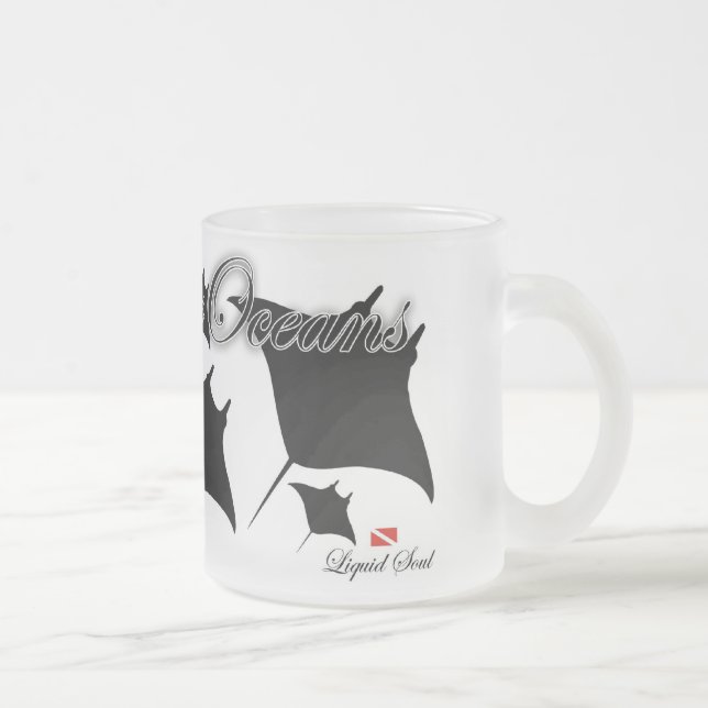 Ray of Blanket - to save our oceans Frosted Glass Coffee Mug (Right)