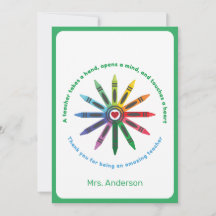Ray of Crayons / Teacher Appreciation Thank You Ca