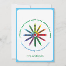 Ray of Crayons / Teacher Appreciation Thank You Ca