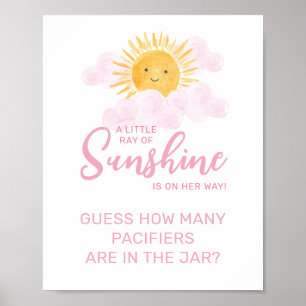 Ray Of Sunshine Baby Shower How Many Pacifiers Poster