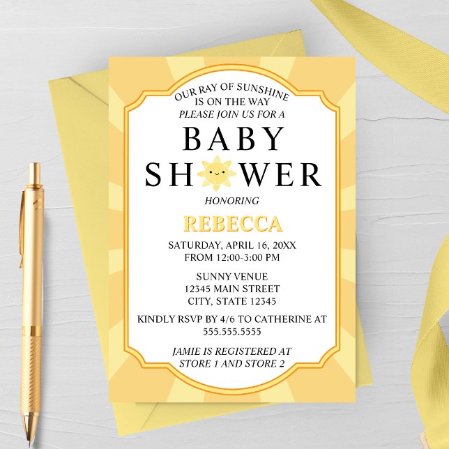 Ray of Sunshine Baby Shower Invitation (Creator Uploaded)