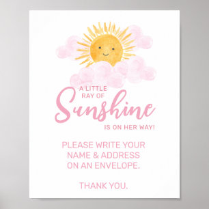 Ray Of Sunshine Baby Shower Name And Address Poster
