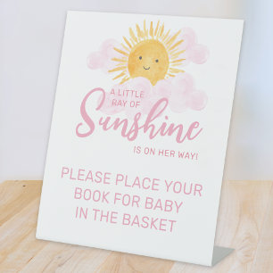 Ray Of Sunshine Baby Shower PLace Your Books Here Pedestal Sign