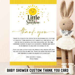 Ray of Sunshine  Baby Shower Thank You Card