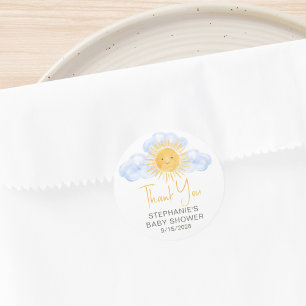 Ray Of Sunshine Baby Shower Thank You Classic Round Sticker