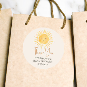 Ray Of Sunshine Baby Shower Thank You Classic Round Sticker