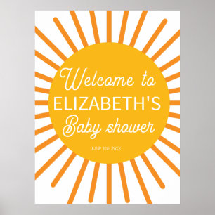 Ray of Sunshine Baby Shower Welcome Sign