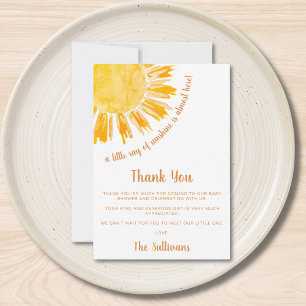 Ray of Sunshine Boho Baby Shower Thank You Card