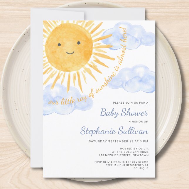 Ray Of Sunshine Boy's Baby Shower Invitation (Creator Uploaded)