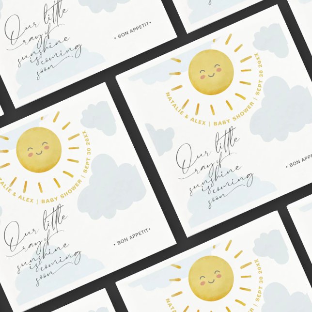 Ray of Sunshine Clouds Boy Baby Shower Napkin (Creator Uploaded)