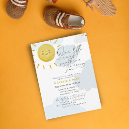 Ray of Sunshine Clouds Boy Blue Baby Shower Invitation