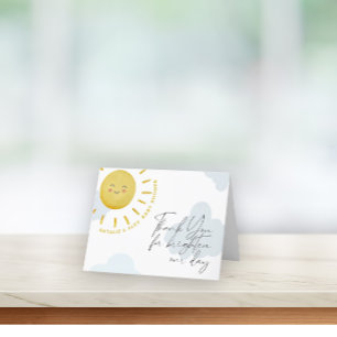 Ray of Sunshine Clouds Boyl Baby Shower  Thank You Card
