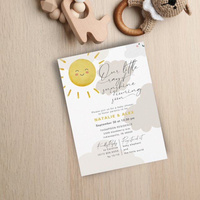 Ray of Sunshine Clouds Gender Neutral Baby Shower Invitation (Creator Uploaded)