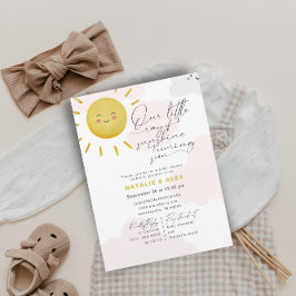 Ray of Sunshine Clouds Girl Baby Shower Invitation