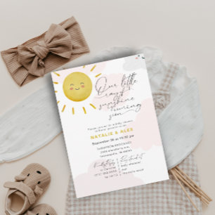 Ray of Sunshine Clouds Girl Baby Shower Invitation