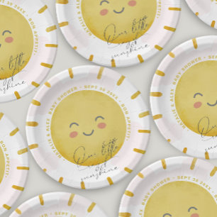 Ray of Sunshine Clouds Girl Baby Shower  Paper Plate