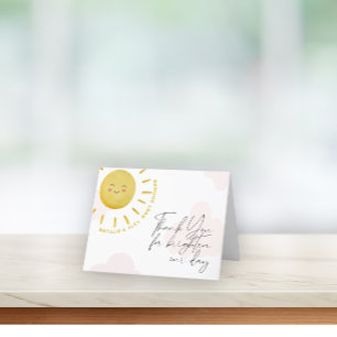 Ray of Sunshine Clouds Girl Baby Shower  Thank You Card