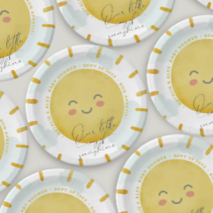 Ray of Sunshine Clouds Neutral Baby Shower  Paper Plate