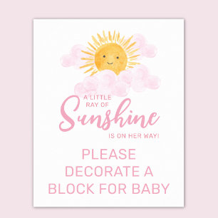 Ray Of Sunshine Decorate A Block Baby Shower Poster