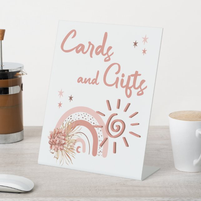 Ray of Sunshine Girl Baby Shower Cards and Gifts Pedestal Sign (In SItu)