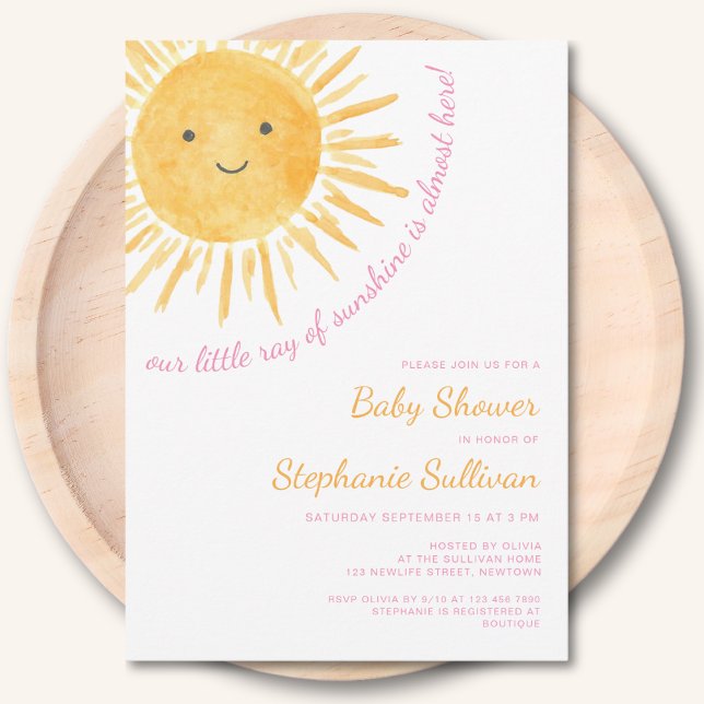 Ray of Sunshine Girl Baby Shower Invitation (Creator Uploaded)