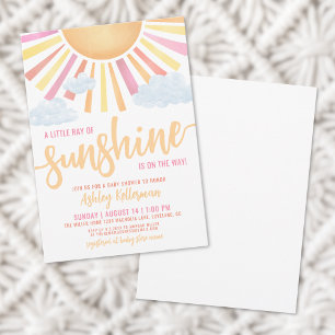Ray Of Sunshine Pink Girl Baby Shower Invitation