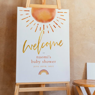 Ray of Sunshine Rainbow Baby Shower Welcome Sign