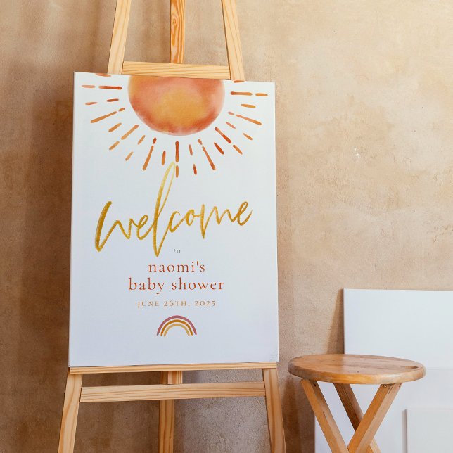 Ray of Sunshine Rainbow Baby Shower Welcome Sign (Welcome Sign Mock-up)