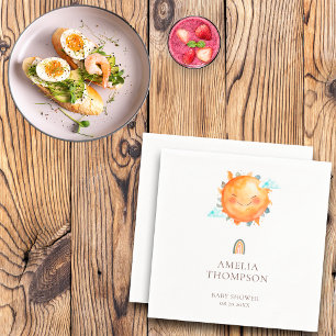 Ray Of Sunshine Rainbow Welcome Boho Baby Shower Napkin