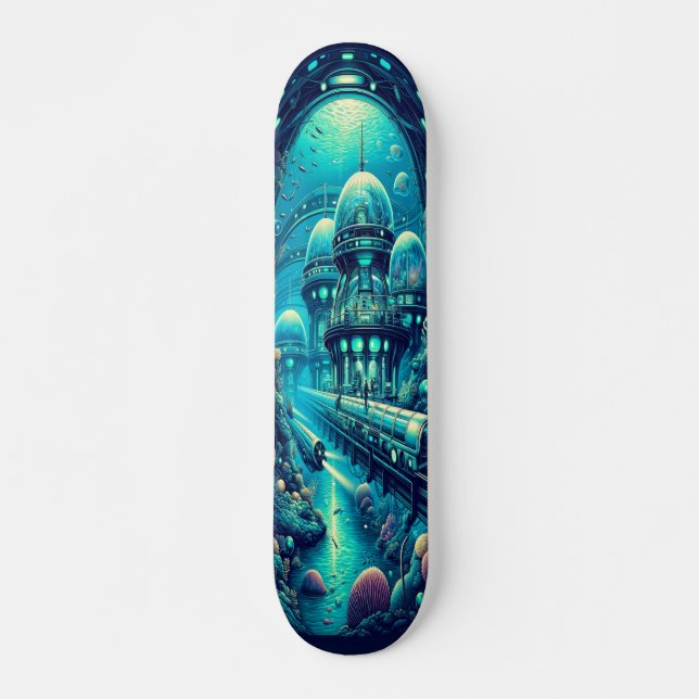 "Raygun Gothic Underwater Research Facility Deck" Skateboard (Front)