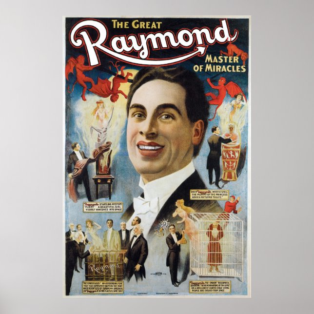 Raymond The Great ~ Miracles Vintage Magic Act Poster (Front)