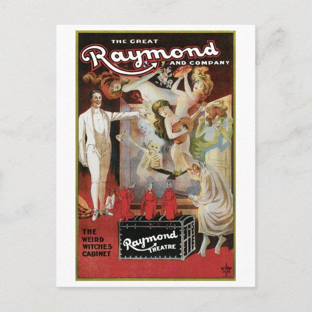 Raymond The Great ~ Witches Vintage Magic Act Postcard (Front)
