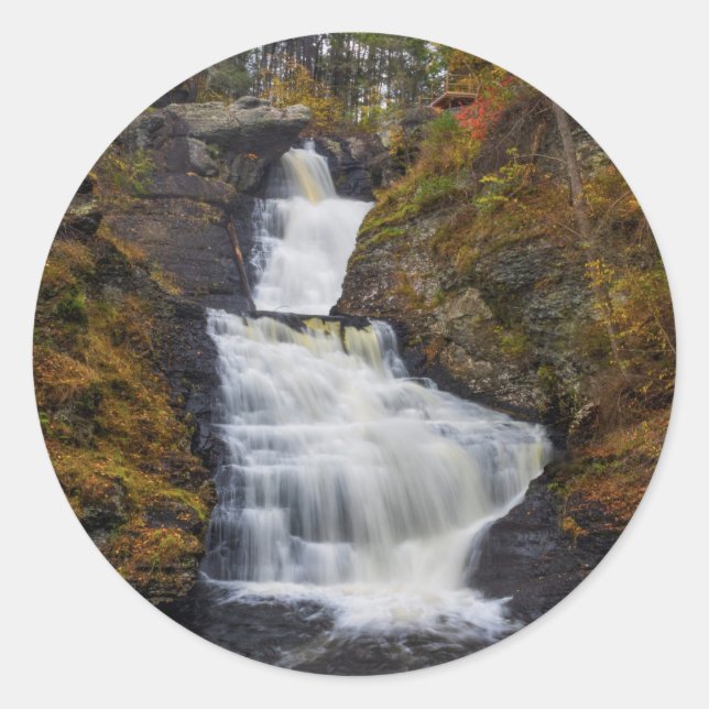 Raymondskill Falls in Autumn 2018 Classic Round Sticker (Front)
