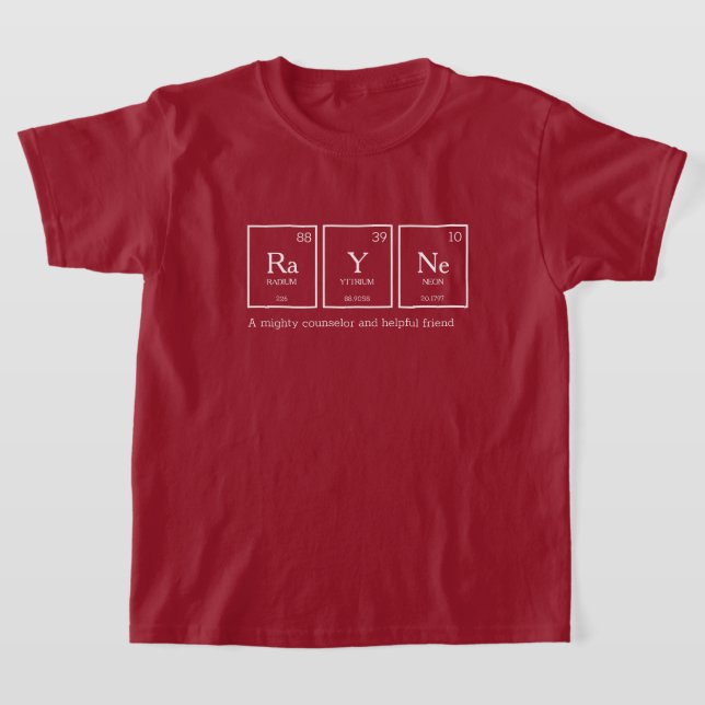 Rayne name meaning table elements chemistry  T-Shirt (Laydown)