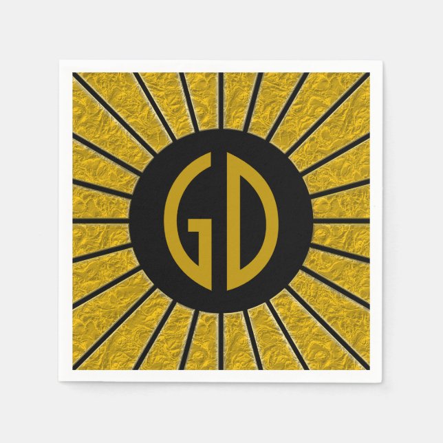 RAYS BUTTON gold + your Photo, Text, Monogram Napkin (Front)