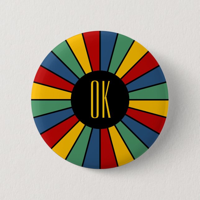 RAYS BUTTON I + your Photo, Text, Monogram (Front)