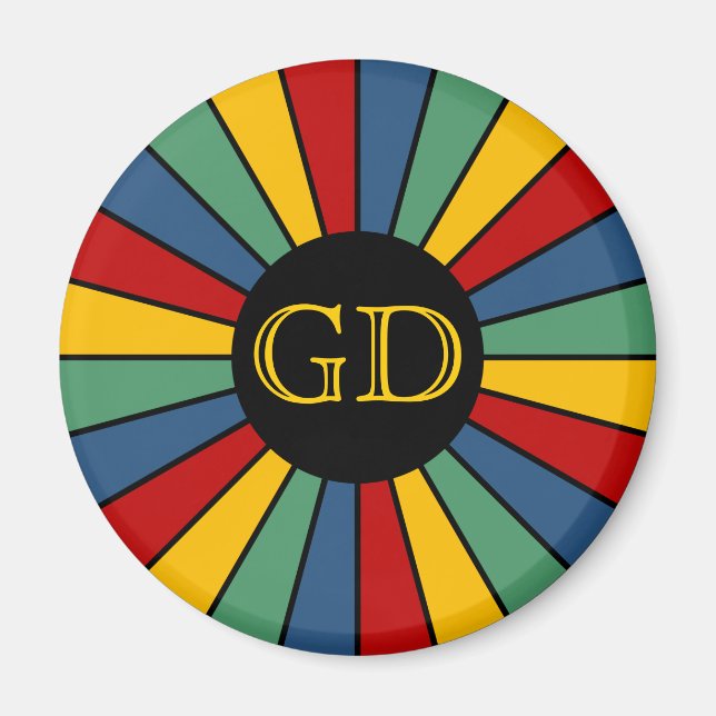 RAYS BUTTON I + your Photo, Text, Monogram Magnet (Front)
