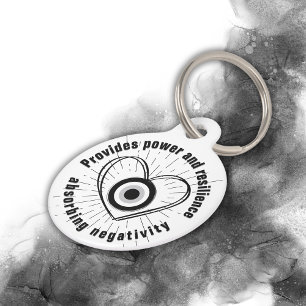 Rays, Heart , Black Evil Eye protection monogram Pet Tag