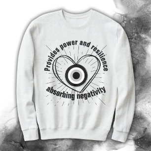 Rays, Heart , Black Evil Eye protection monogram   Sweatshirt