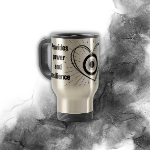 Rays, Heart , Black Evil Eye protection monogram Travel Mug