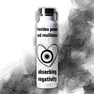 Rays, Heart , Black Evil Eye protection monogram Water Bottle